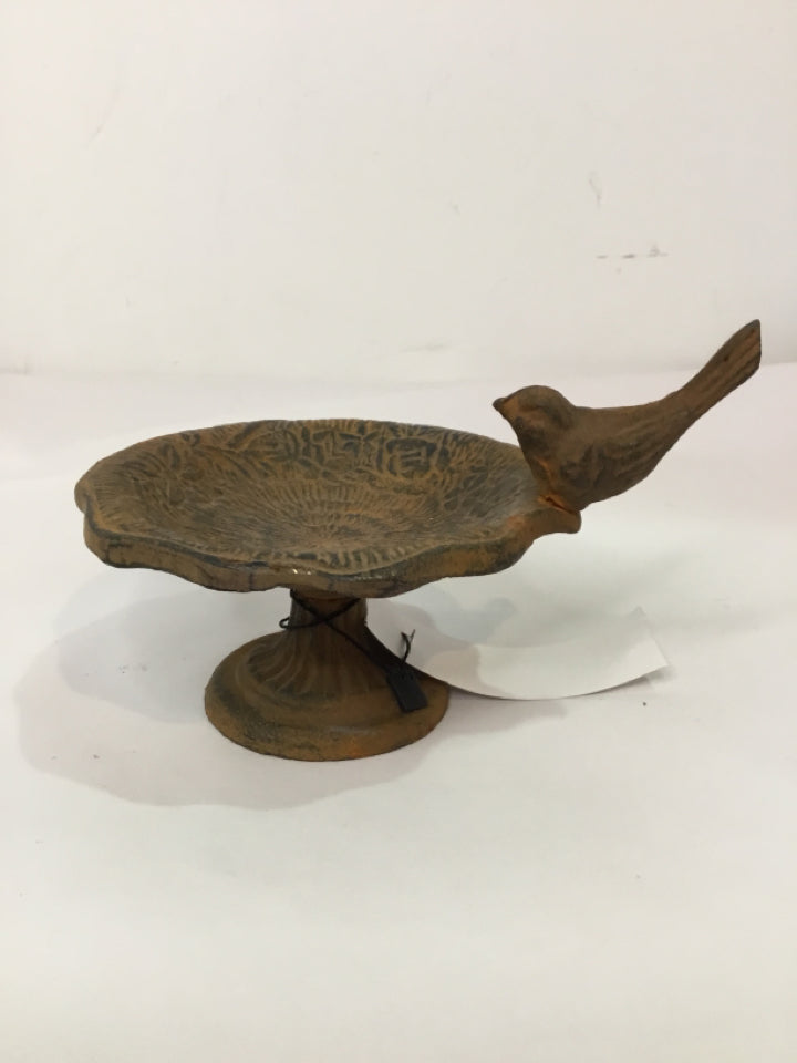 Rust Cast Iron Bird Bath Figurine