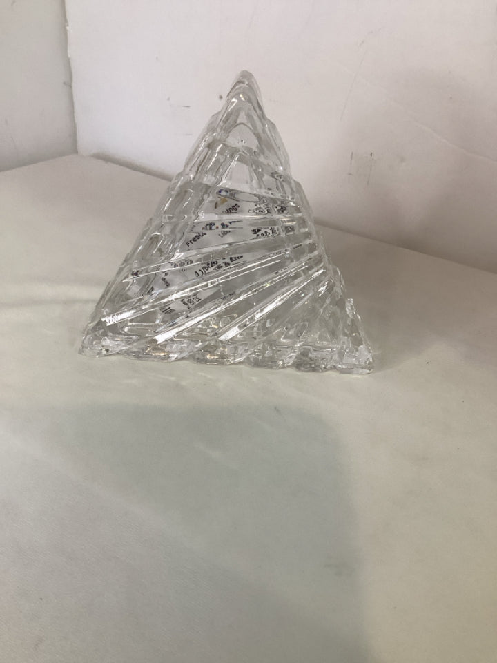 Lidded Clear Crystal Triangle Trinket Box