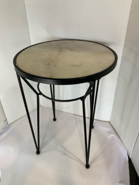 Marble/Iron Round White/Black Table