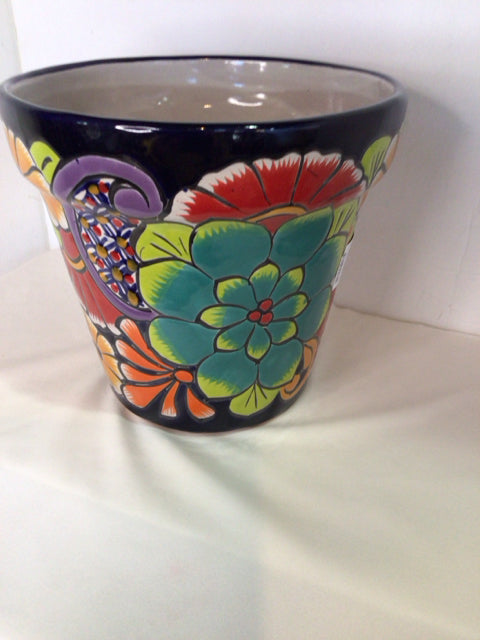 Blue/Multi Ceramic Flowers Planter