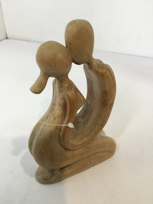 Tan Wood Couple Statue