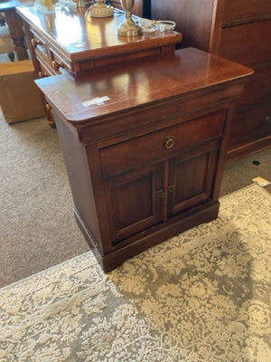 Wood 2 Drawers 2 Door Brown Nightstand