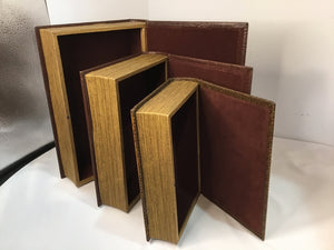 PIER 1 Lined Press Wood Book Set of 3 Maroon Box