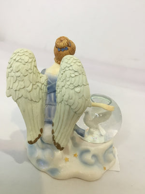 Snow Globe White/Blue Resin Angel Holiday Item