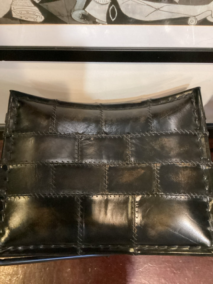 Folding Leather Seat X Bottom Black Bench