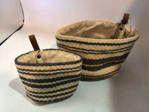 Wall Tan/Blue Jute Set of 2 Basket