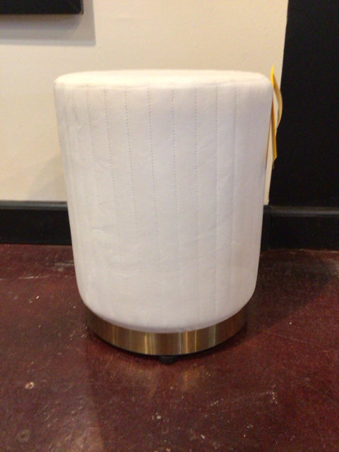 White Velour Round FootStool/Ottoman