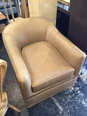 Modern Leather Barrel Rolling Gold Chair