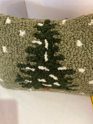 Chandler4 Corners Christmas Cream/Green Wool Pillow Christmas Tree Holiday Item