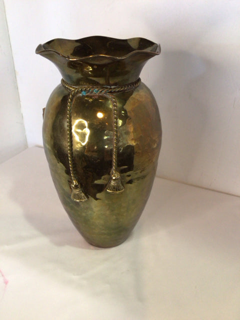 Vintage Gold Brass Hammered Vase