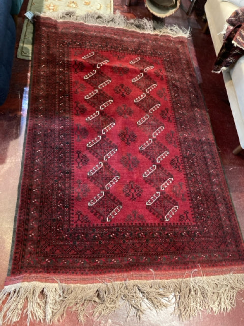 Persian Wood Hand Knotted Red/Blue Rug