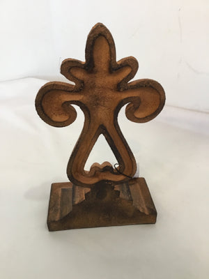 Rust Metal Fleur de Lis Book End