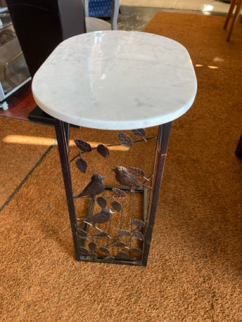 Side Marble Top Black/White Table