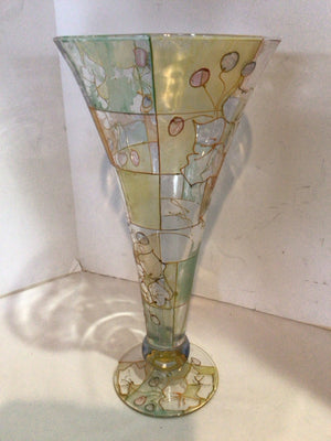 Signed Gold/Clear Glass Vase
