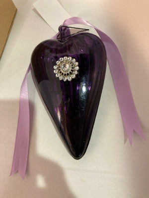 Purple Glass Heart Figurine