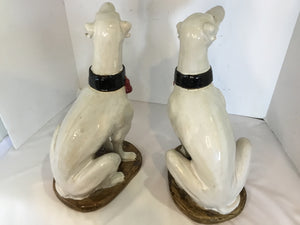 Reproduction Cream/Brown Ceramic Dog Pair Figurine