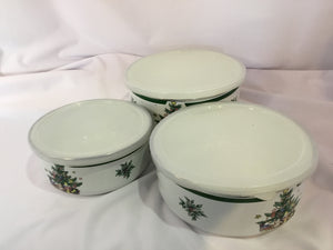 Nikko Holiday White/Green Metal Christmas Tree Bowl Set