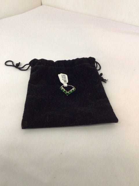 Sterling Silver Green Chevron Ring