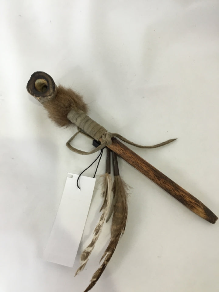 Native American Brown Wood Pipe