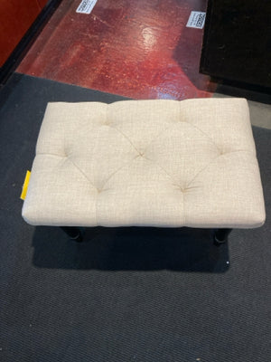Beige/Black Wood Upholstered Seat FootStool/Ottoman