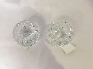 Pair Clear Cut glass Votive Ball Candle Holder