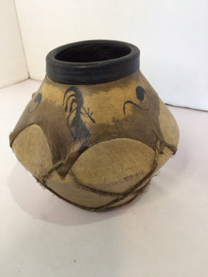 Native American Tan/Black Pottery Vase