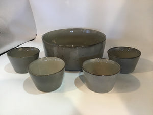 Gray Porcelain 5 Piece Set Bowl Set