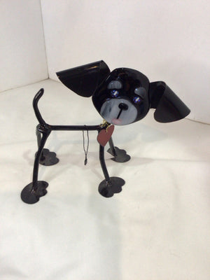 Black Metal Dog Sculpture