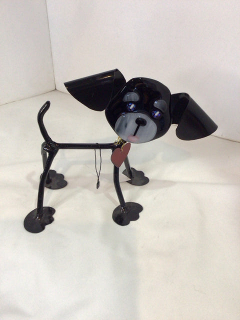 Black Metal Dog Sculpture