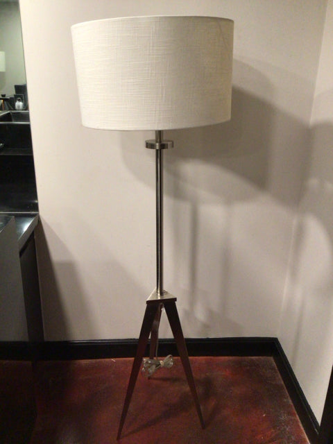 Floor Silver Metal Tripod Lamp