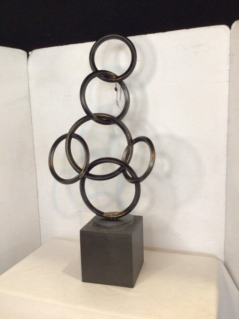 Bronze Wood/Metal Rings Sculpture
