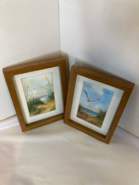 Pair Blue/Green Sea Scape Framed Art