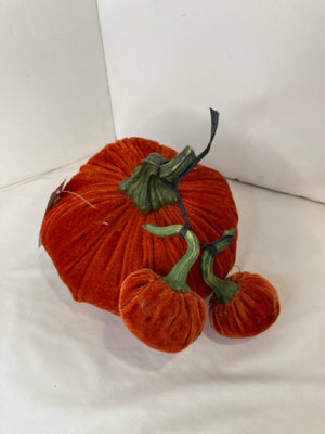Orange Velvet Pumpkin Set of 3 Holiday Item