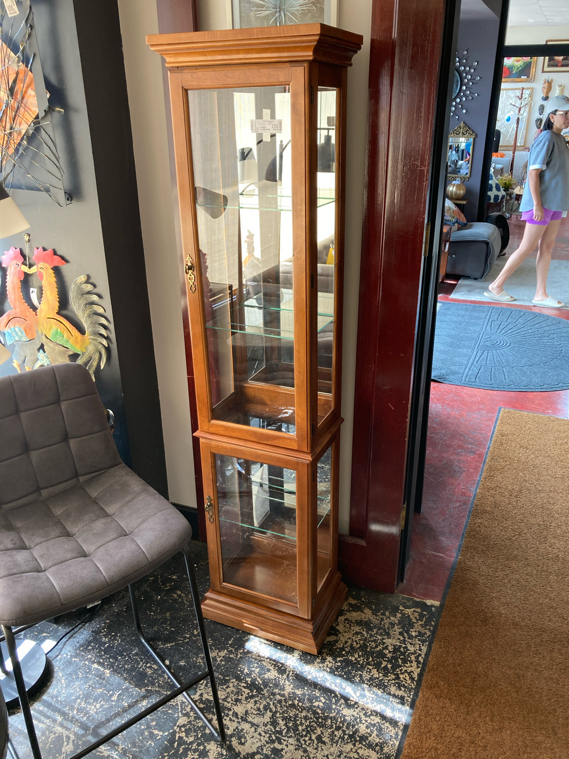 Brown Wood/Glass 4 Shelf Curio Cabinet