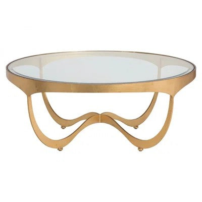 Wayfair Modern Glass/Metal Coffee Round Gold Table 8YXVCVQ4