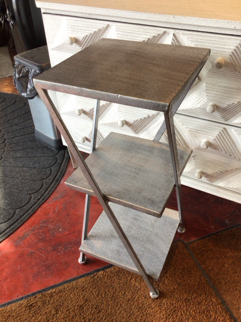 Shelved Metal Silver Table