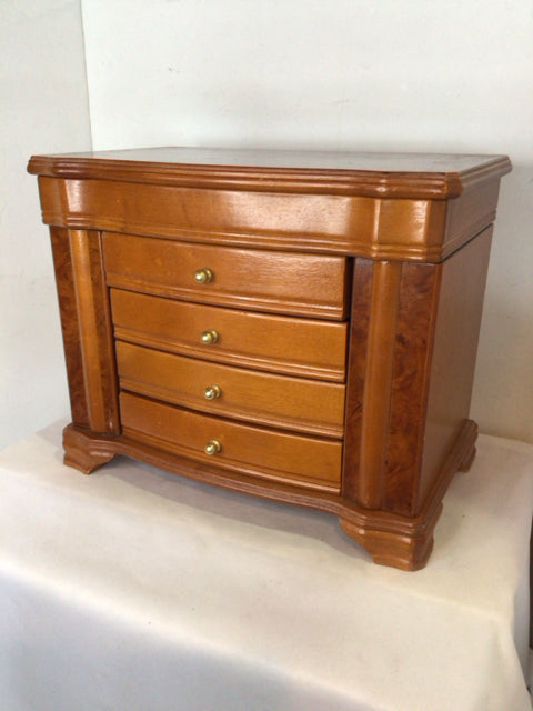 Brown Wood 4 Drawer Jewelry Box
