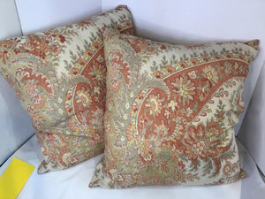 Pair Cream/Rust Polyester Down Filled Pillow Set