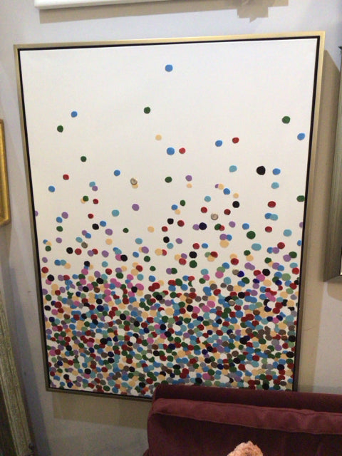 Surya White/Multi Canvas Dot Framed Art