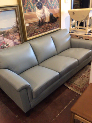 Wayfair Mid-Century Leather AS IS Gray Sofa/Couch DM4FXPC9