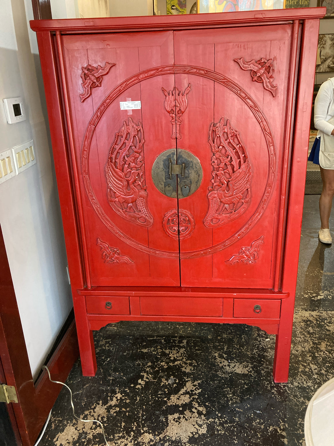 Oriental Red Wood 2 Door Cabinet