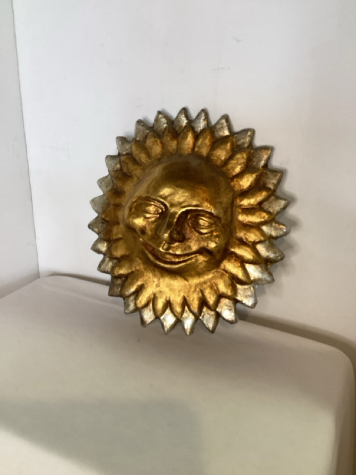 Papermache Smiley Face Sun Gold Wall Decoration Art