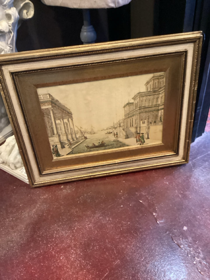 Gold Street Scene Framed Art