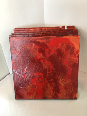 Modern Red Set of 6 Stretch Canvas Art