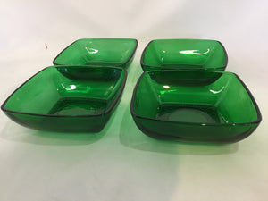 Anchor Hocking Mid-Century Green Glass Set of 4 Plate Set