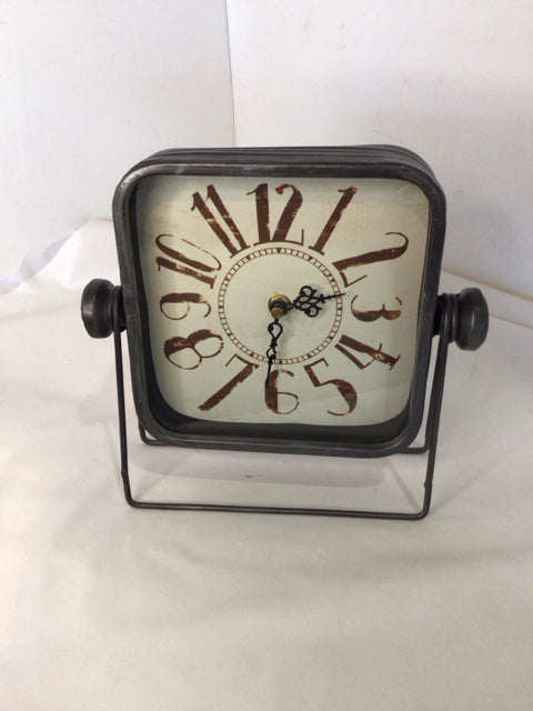 Industrial Table Top Gray Clock