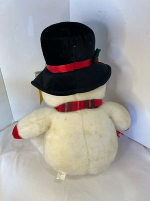Christmas White/Black Polyester Stuffed Snowman Holiday Item