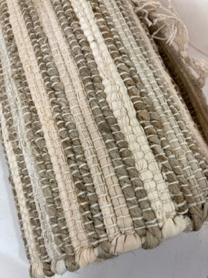 Pottery Barn Cream/Brown Cotton Woven Table Runner