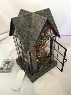 Battery Operated Black Resin Haunted House Holiday Item