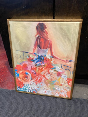 Yellow/Multi Woman Framed Art